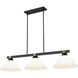 Bronte 3 Light 52.75 inch Matte Black and Rubbed Brass Billiard Light Ceiling Light in Matte Opal Glass