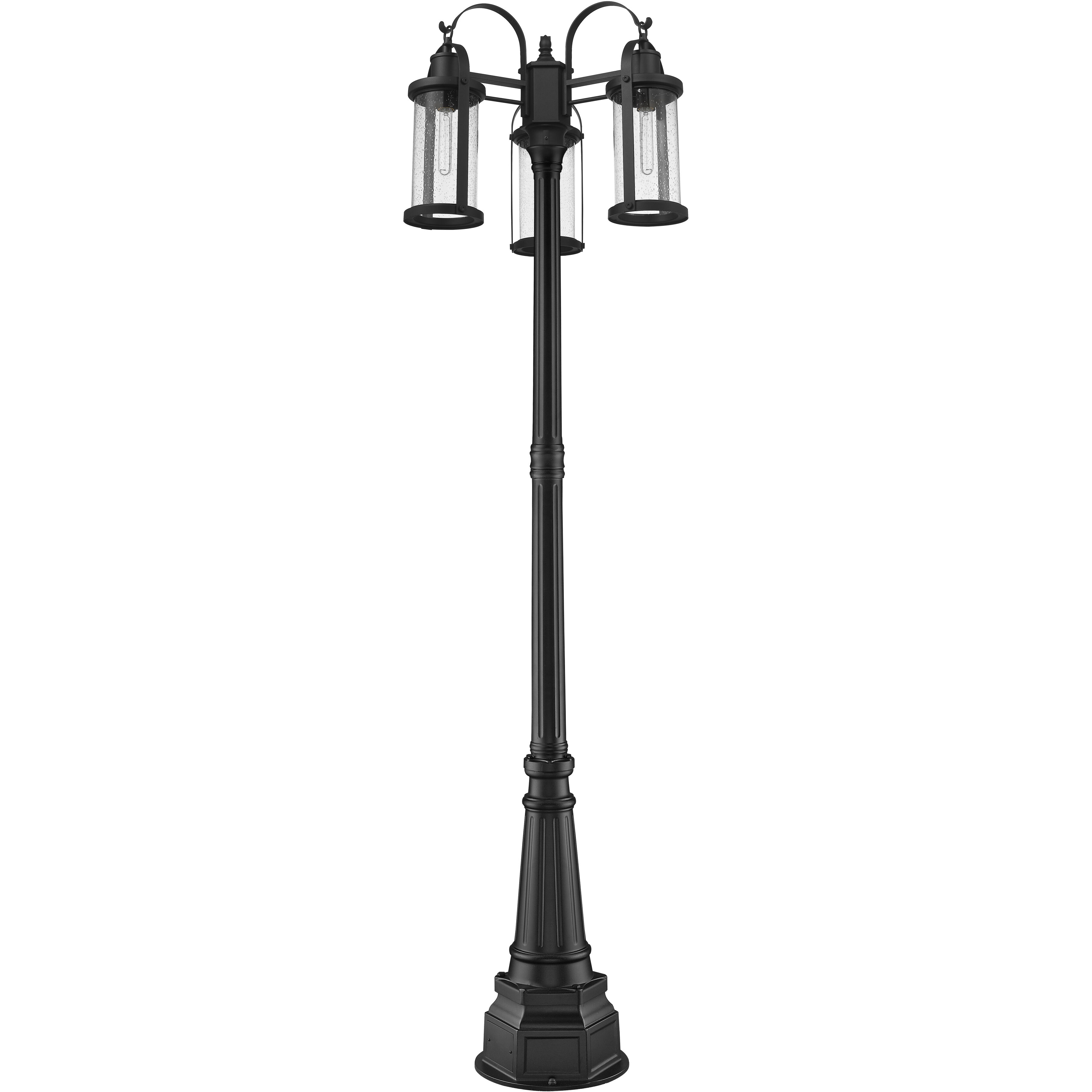 Roundhouse 3 Light 102.5 inch Black Outdoor Post Mounted Fixture