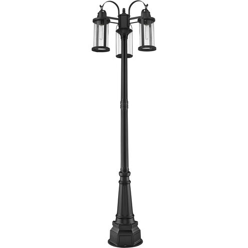 Roundhouse 3 Light 102.5 inch Black Outdoor Post Mounted Fixture