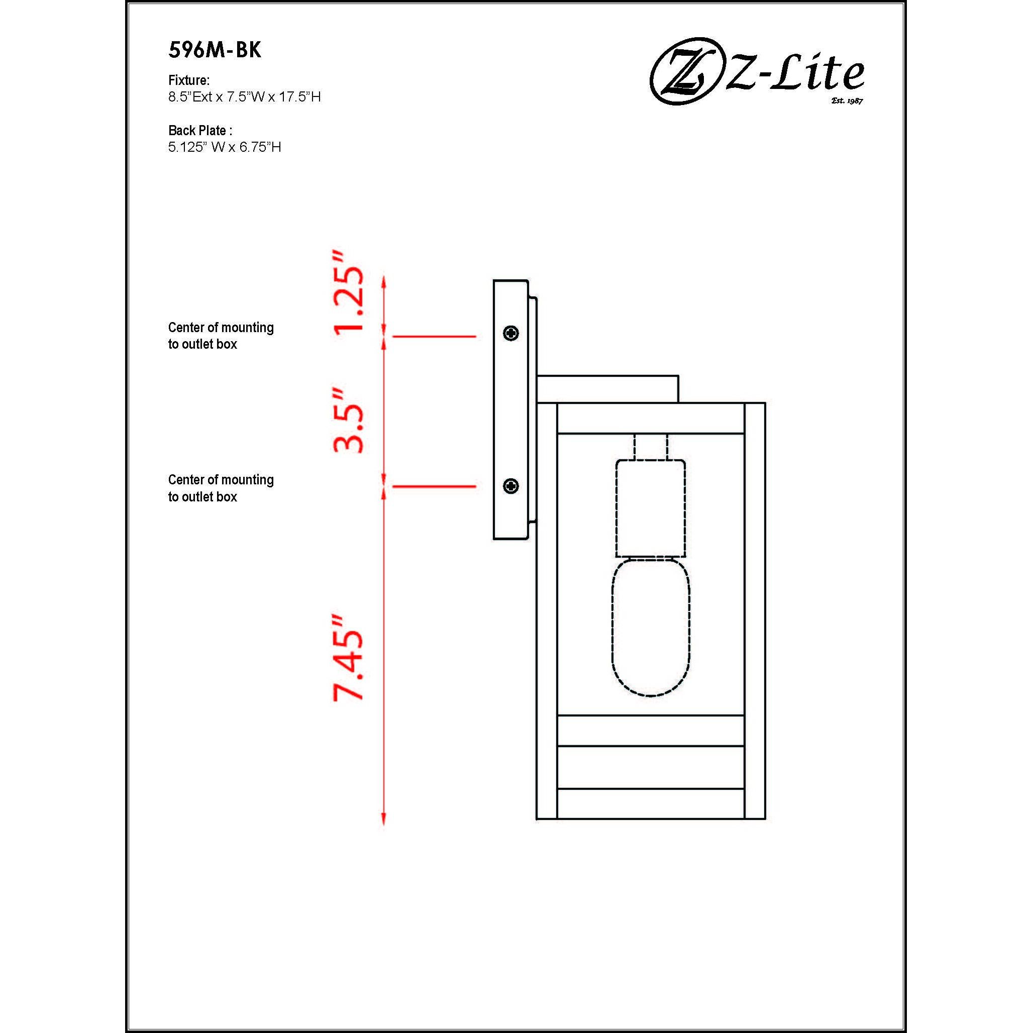 Nuri 1 Light 17.5 inch Black Outdoor Wall Light