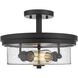 Bohin 2 Light 13 inch Matte Black Semi Flush Mount Ceiling Light