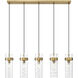 Fontaine 5 Light 44.25 inch Rubbed Brass Linear Chandelier Ceiling Light