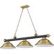 Cordon 3 Light 58 inch Matte Black and Rubbed Brass Billiard Ceiling Light in Rubbed Brass Metal