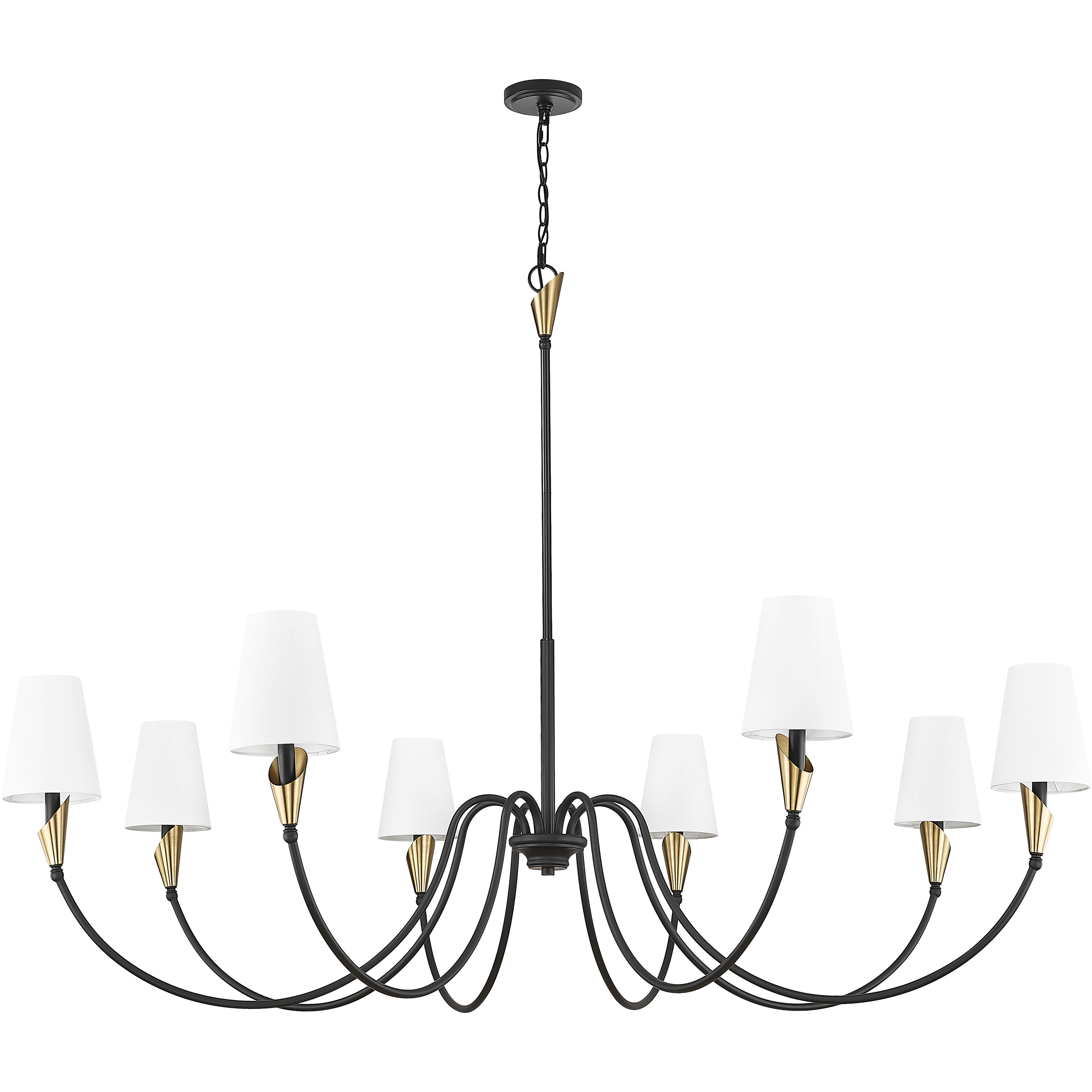 Claudelle 8 Light 65 inch Matte Black and Modern Gold Chandelier Ceiling Light
