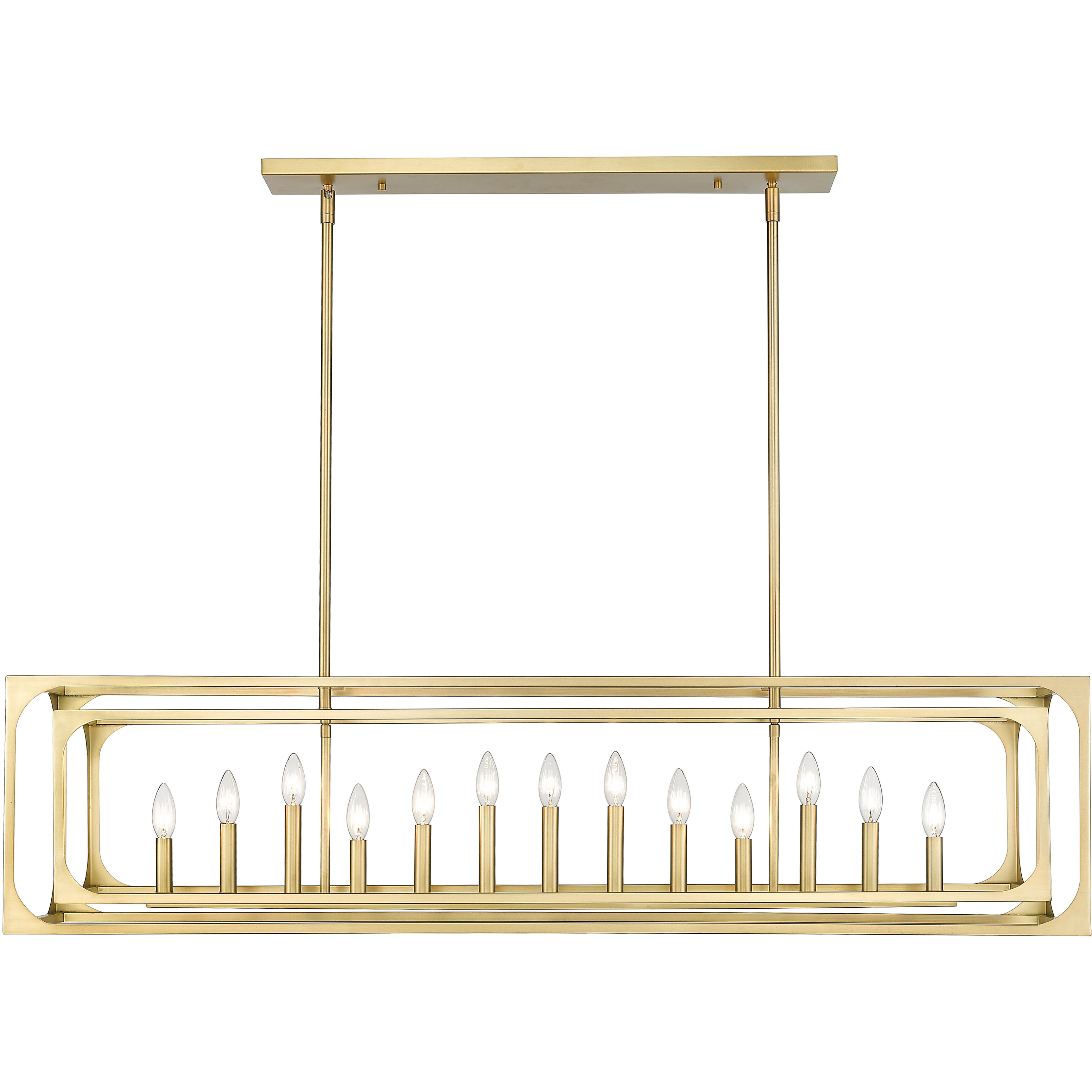 Easton 13 Light 54 inch Rubbed Brass Linear Chandelier Ceiling Light