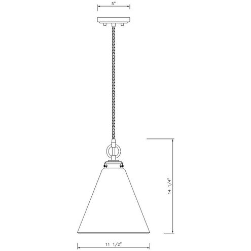 Harper 1 Light 11.5 inch Brushed Nickel Pendant Ceiling Light