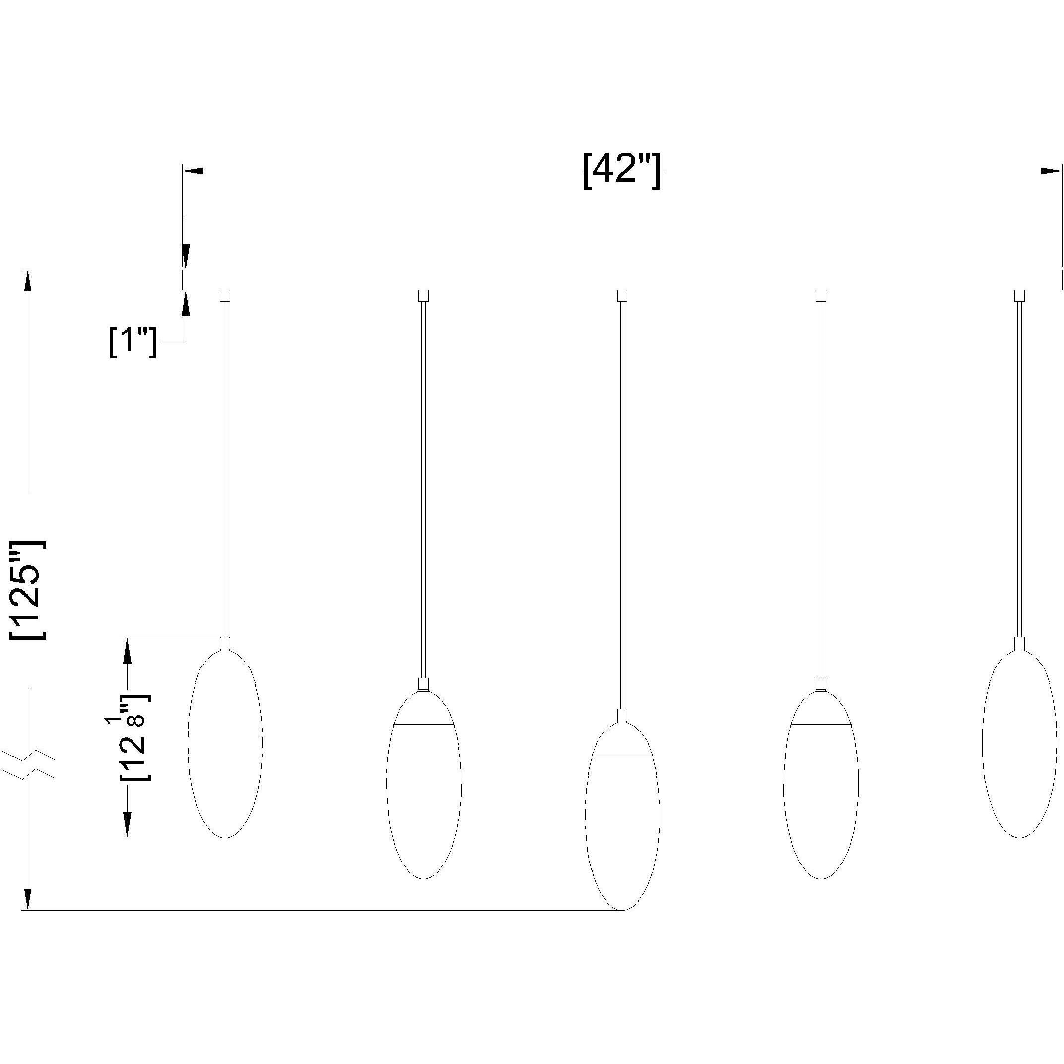 Arden 5 Light 42 inch Rubbed Brass Linear Chandelier Ceiling Light