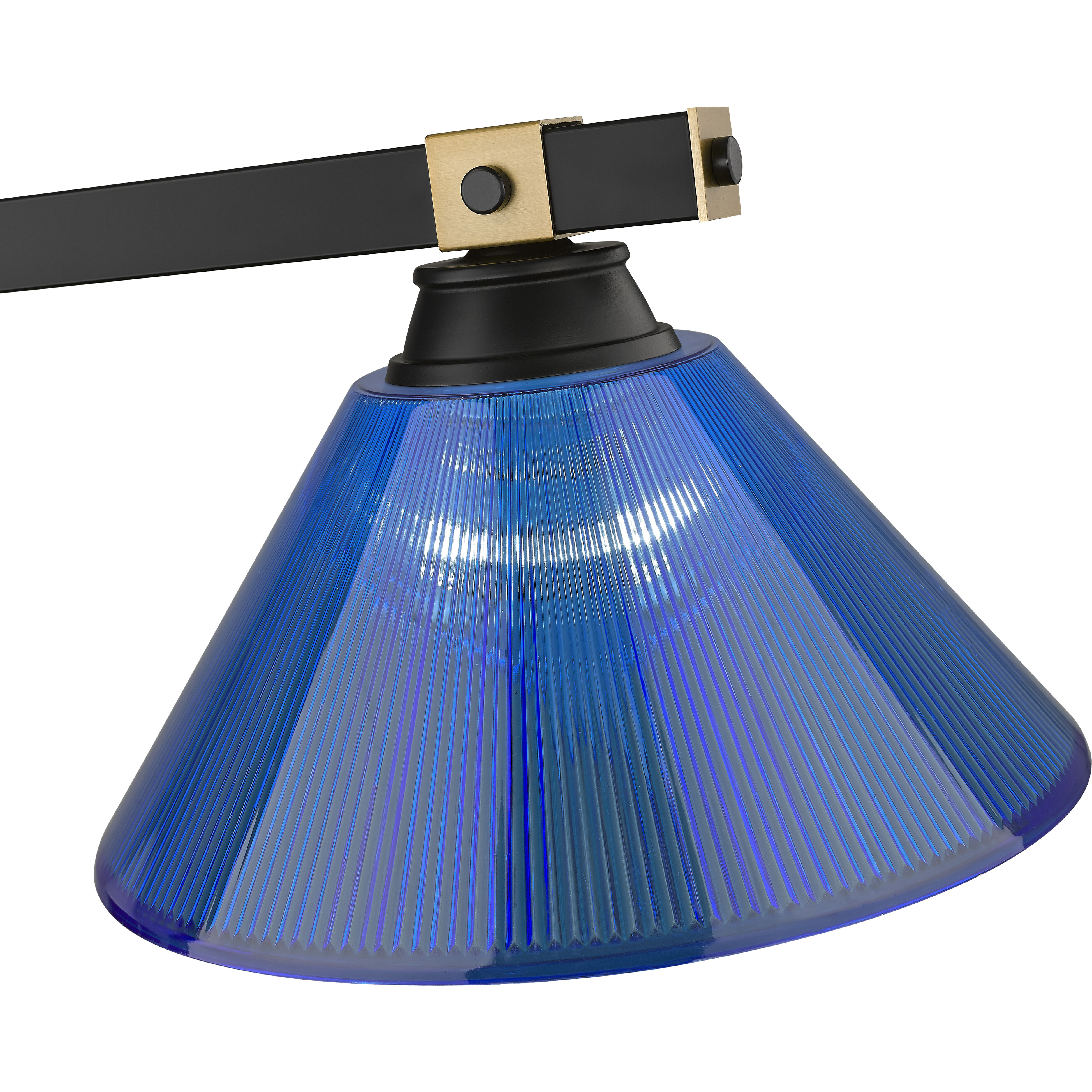 Bronte 3 Light 52.75 inch Matte Black and Rubbed Brass Billiard Light Ceiling Light in Dark Blue