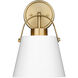 Z-Studio 1 Light 8 inch Matte White and Heritage Brass Wall Sconce Wall Light