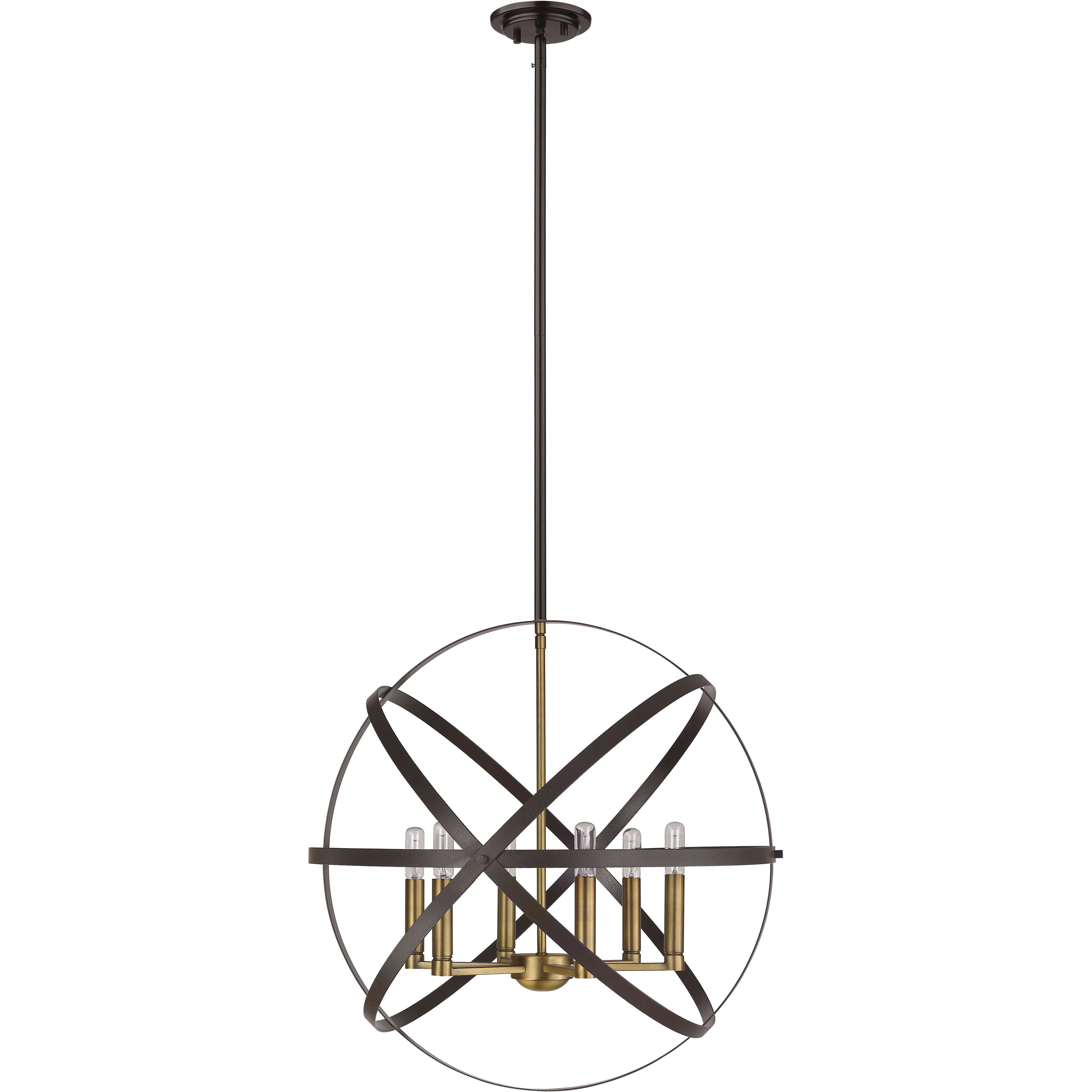 Cavallo 6 Light 24 inch Hammered Bronze and Olde Brass Chandelier Ceiling Light
