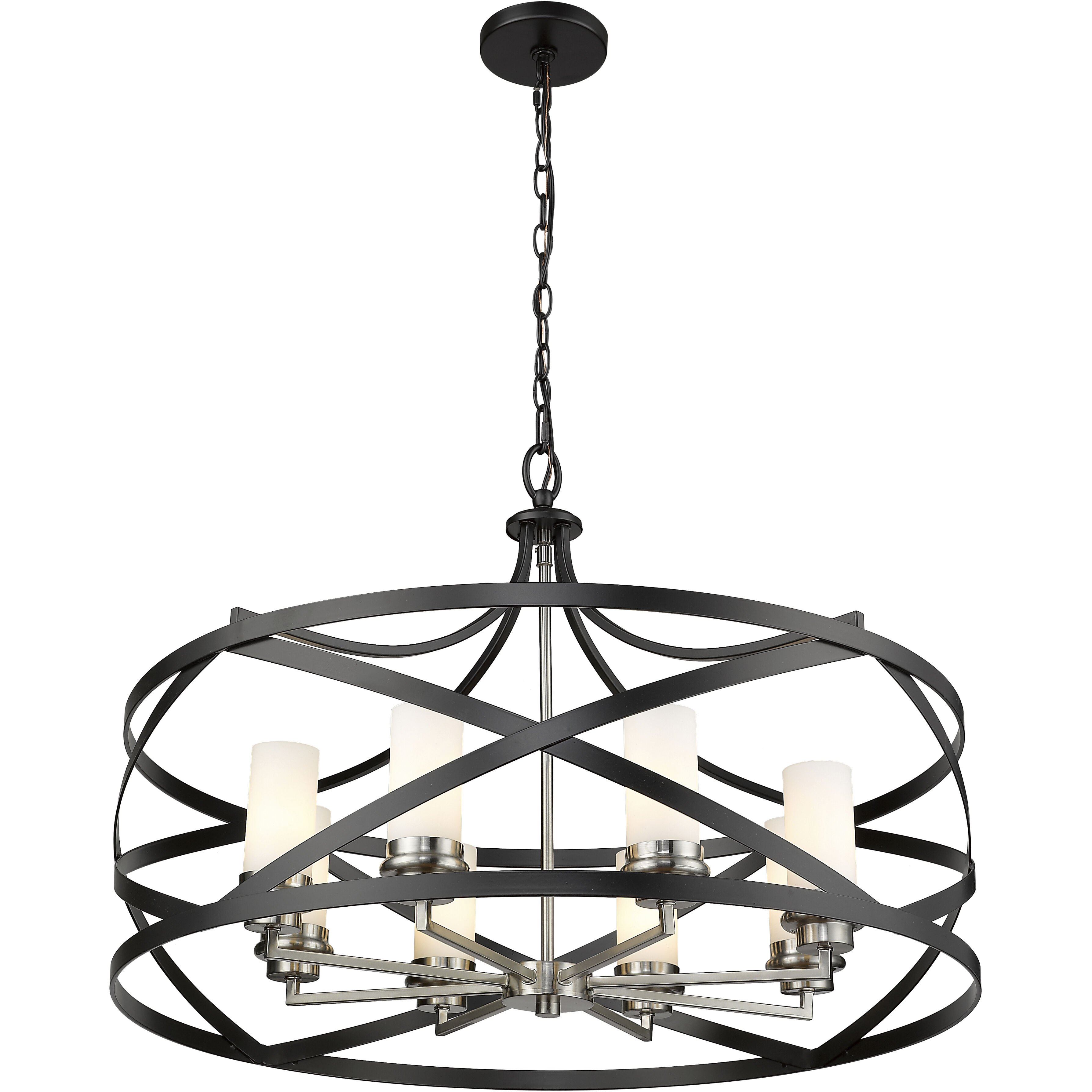 Malcalester 8 Light 30 inch Matte Black and Brushed Nickel Chandelier Ceiling Light