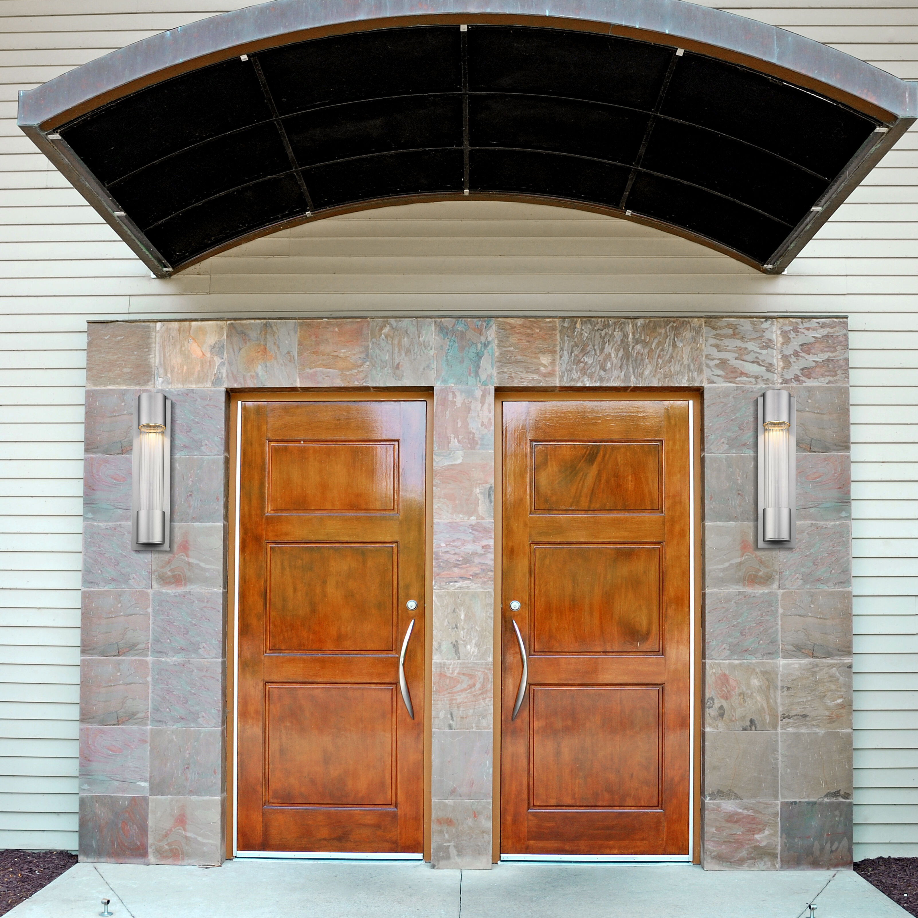 Striate Outdoor Wall Light in Silver