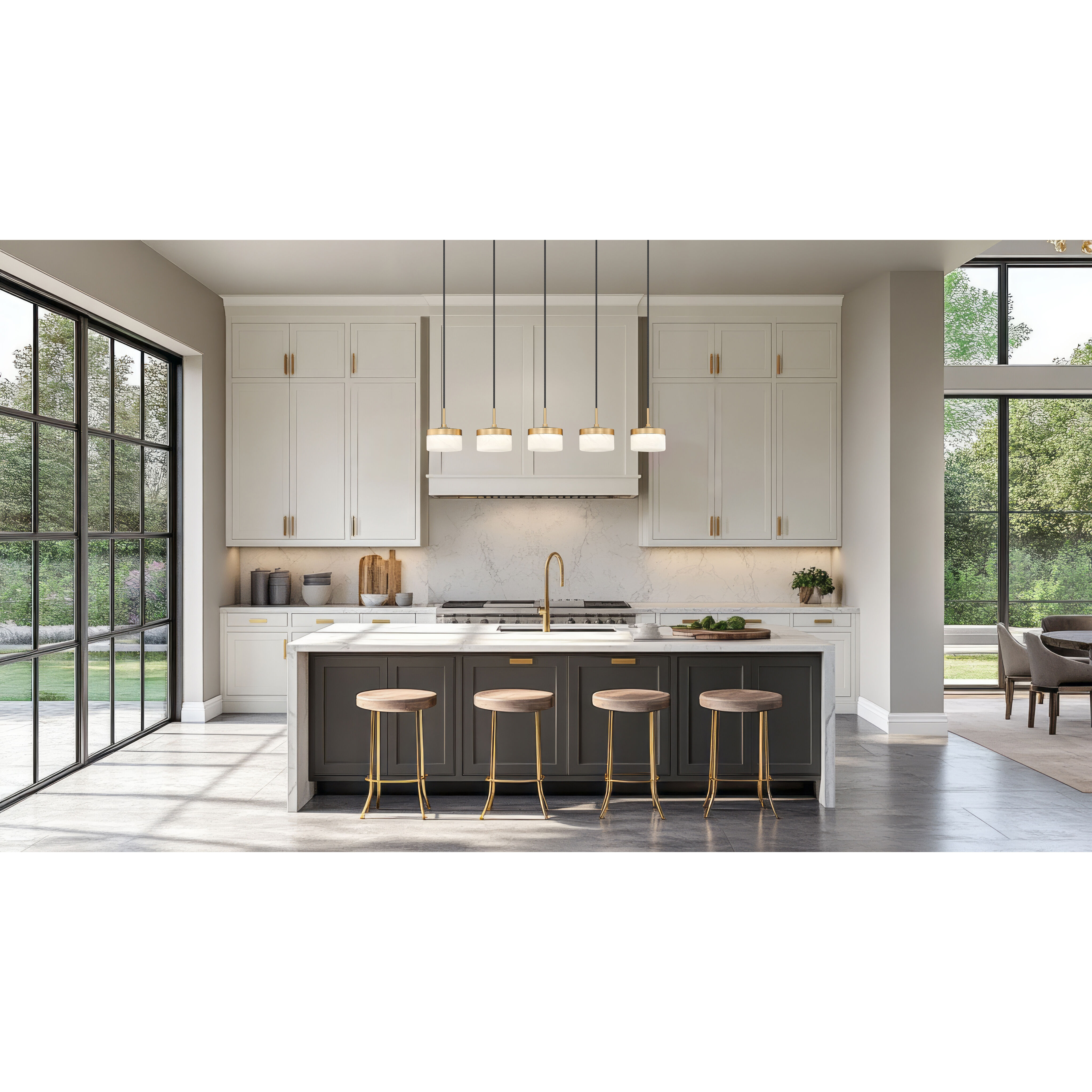 Renaud LED 46 inch Modern Gold Linear Chandelier Ceiling Light