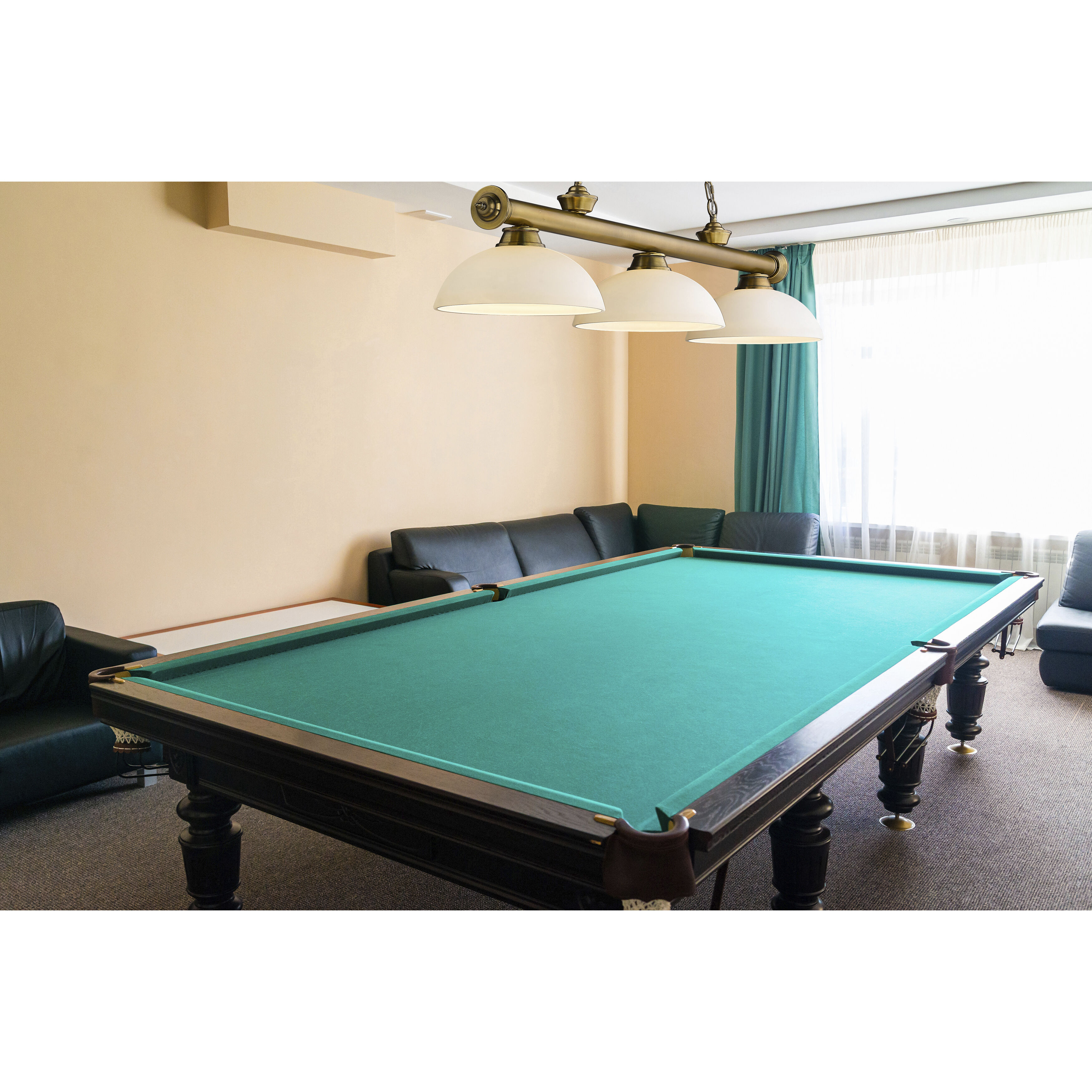 Cordon 3 Light 57.25 inch Rubbed Brass Billiard Ceiling Light in Matte Opal Glass