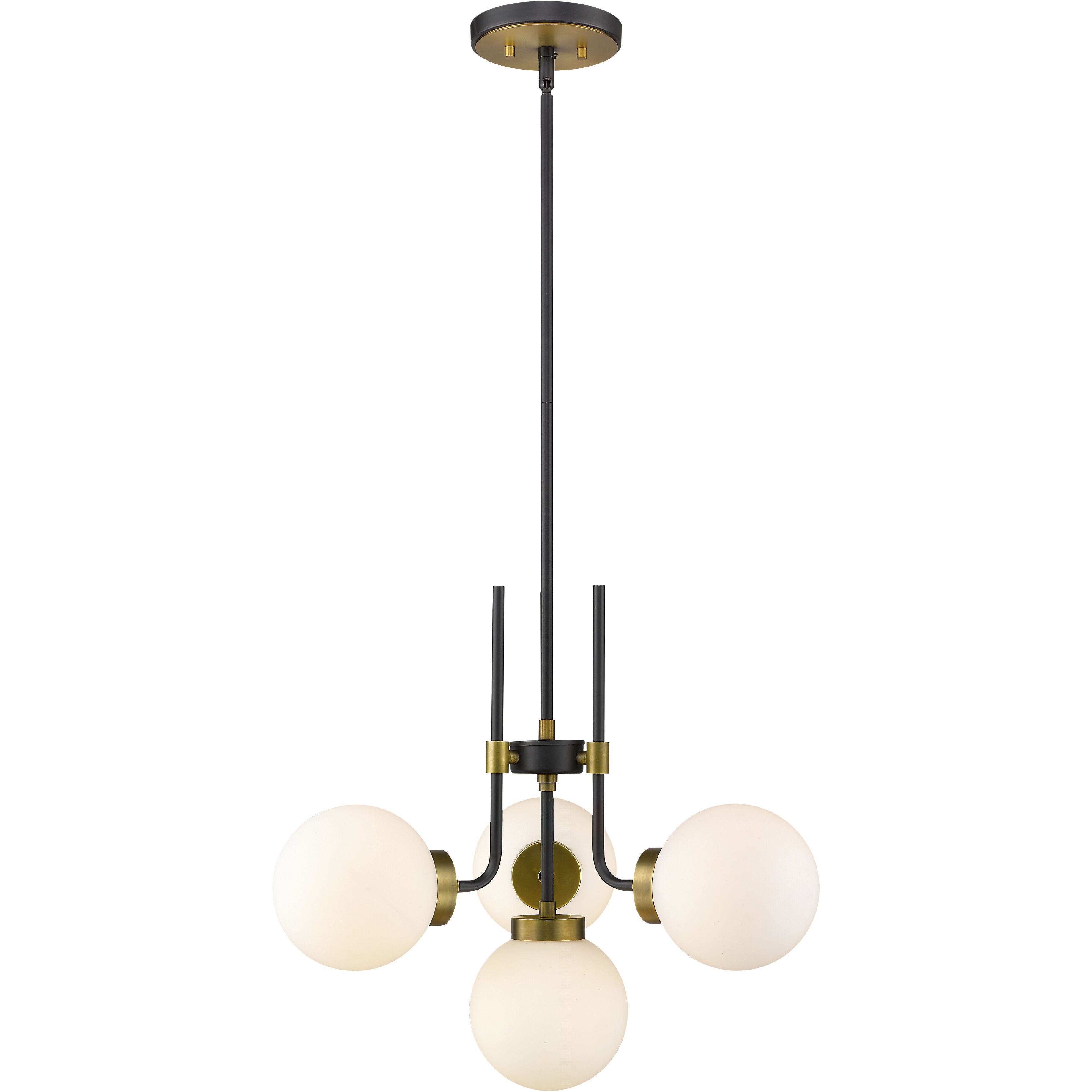 Parsons 4 Light 22 inch Matte Black and Olde Brass Chandelier Ceiling Light