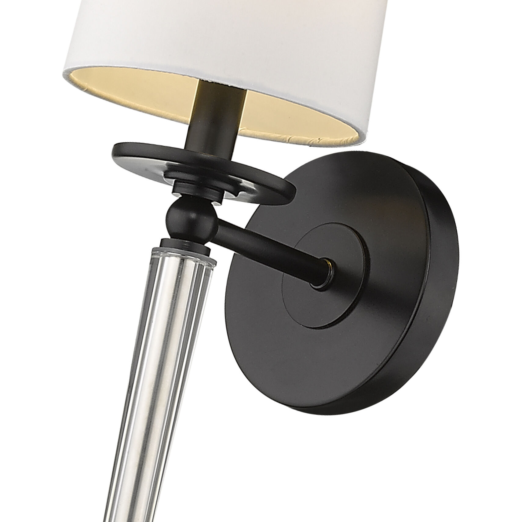 Avery 1 Light 5.5 inch Matte Black Wall Sconce Wall Light in White Fabric