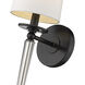 Avery 1 Light 5.5 inch Matte Black Wall Sconce Wall Light in White Fabric