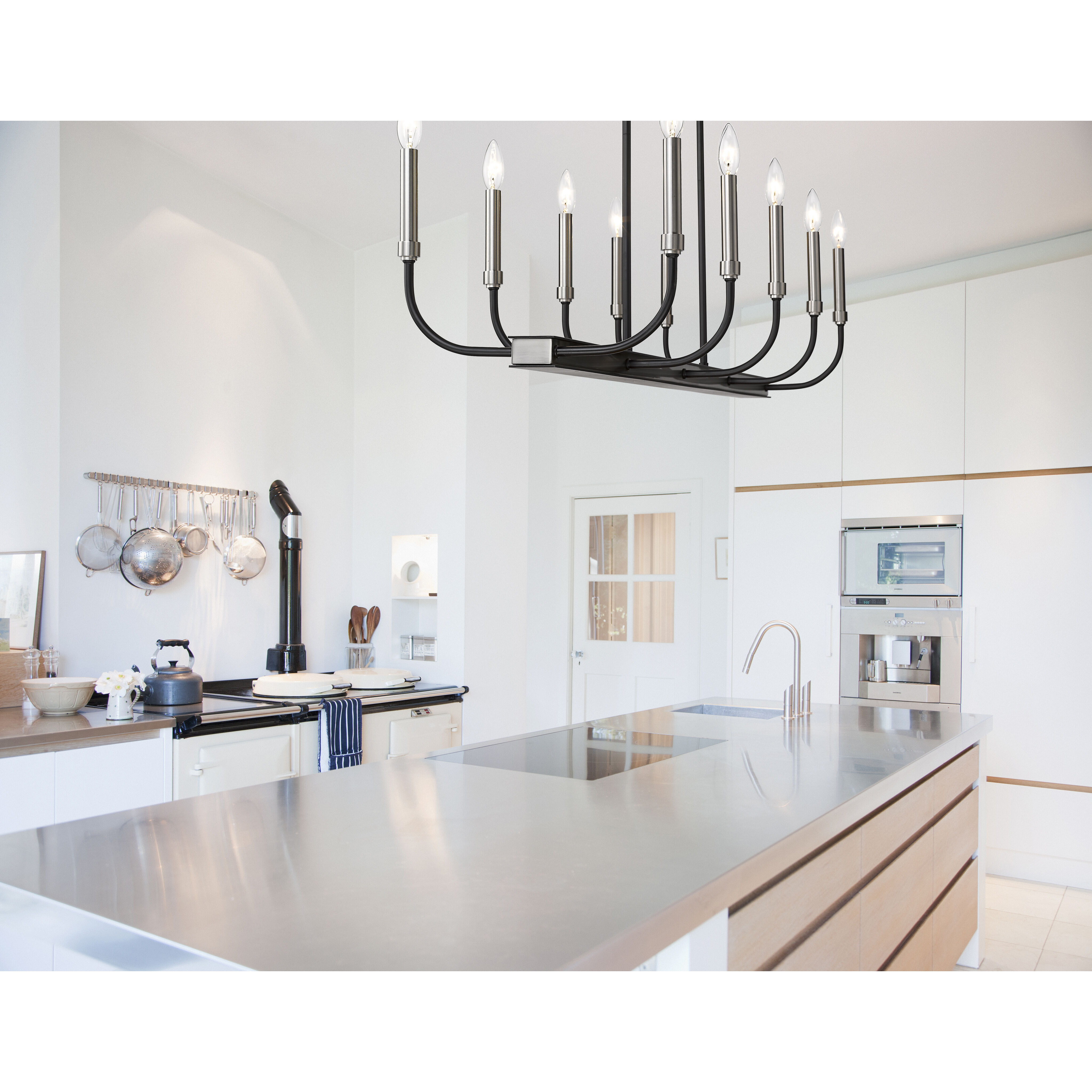 Haylie 10 Light 44 inch Matte Black and Brushed Nickel Linear Chandelier Ceiling Light