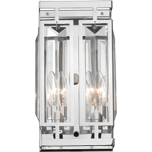 Mersesse 2 Light 4 inch Chrome Wall Sconce Wall Light in 2.86, Clear and Chrome