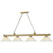 Cordon 4 Light 81.75 inch Rubbed Brass Billiard Light Ceiling Light in White Mottle Glass