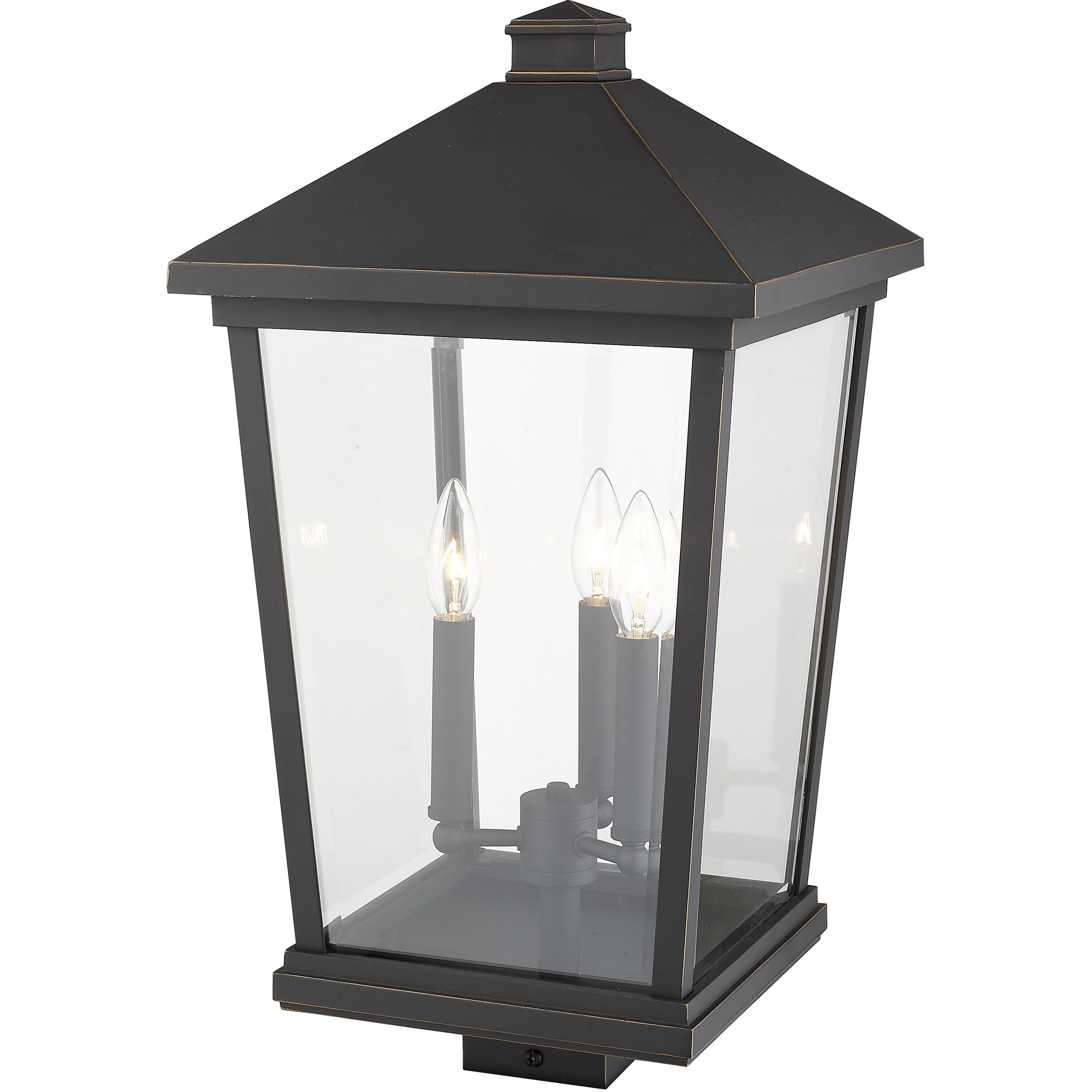 Beacon 3 Light 22.25 inch Oil Rubbed Bronze Outdoor Post Mount Fixture in 15