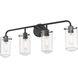 Delaney 4 Light 30 inch Matte Black Vanity Wall Light