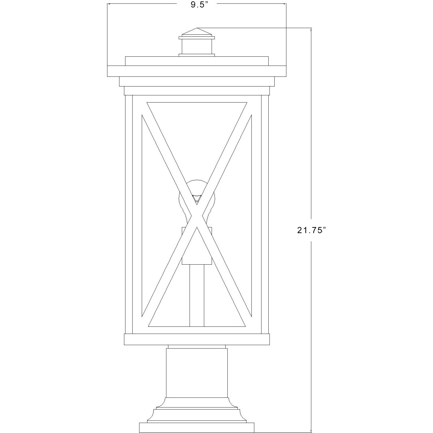 Brookside 1 Light 21.5 inch Black Outdoor Pier Mounted Fixture
