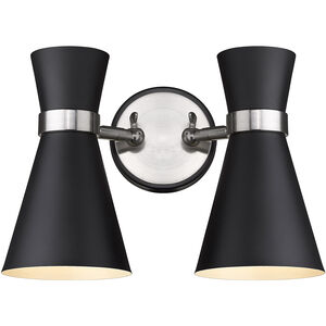 Soriano 2 Light 12 inch Matte Black/Brushed Nickel Wall Sconce Wall Light