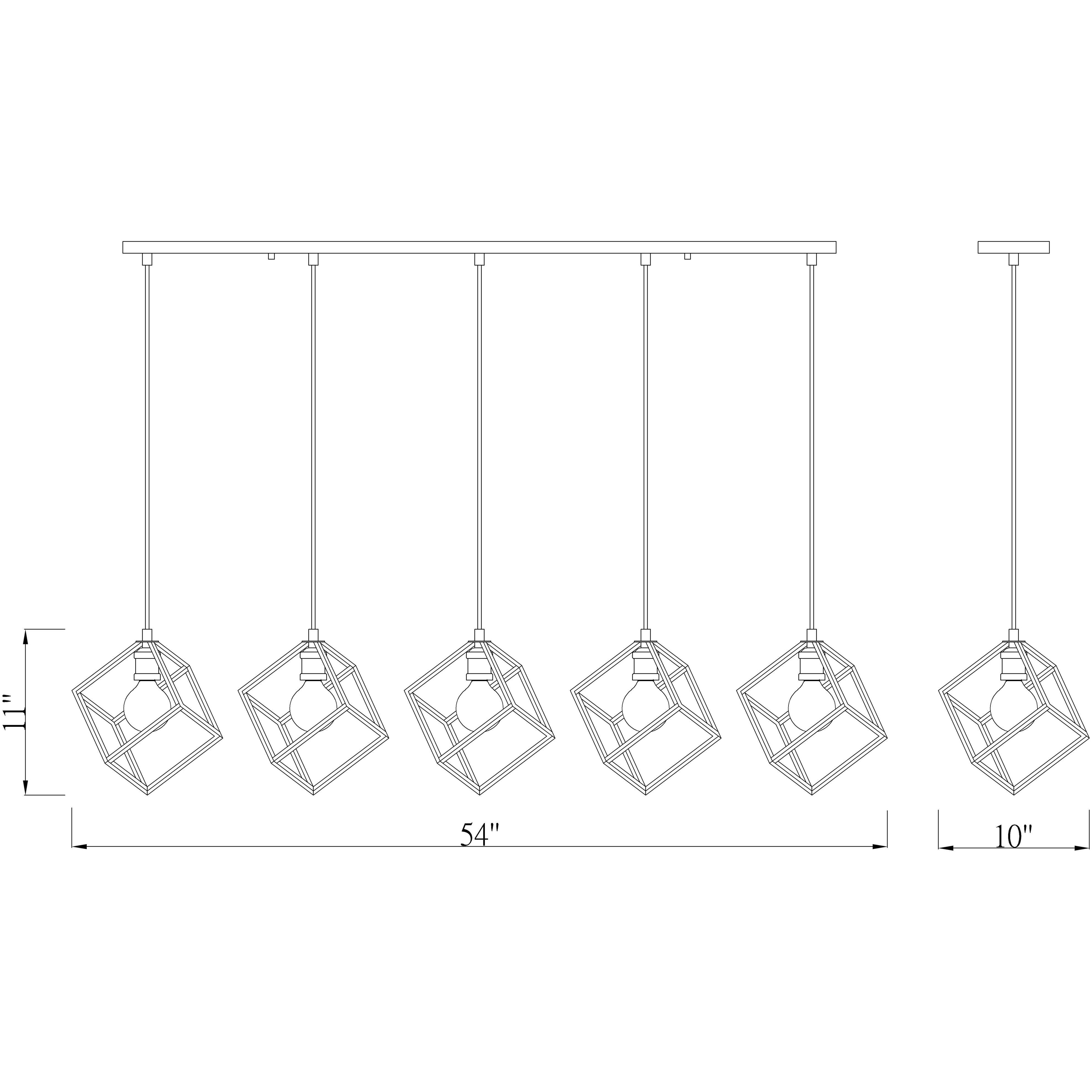 Vertical 5 Light 54 inch Bronze and Olde Brass Linear Chandelier Ceiling Light
