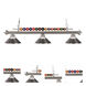 Shark 3 Light 58 inch Brushed Nickel Billiard Ceiling Light in Clear Ribbed and Brushed Nickel Glass and Steel