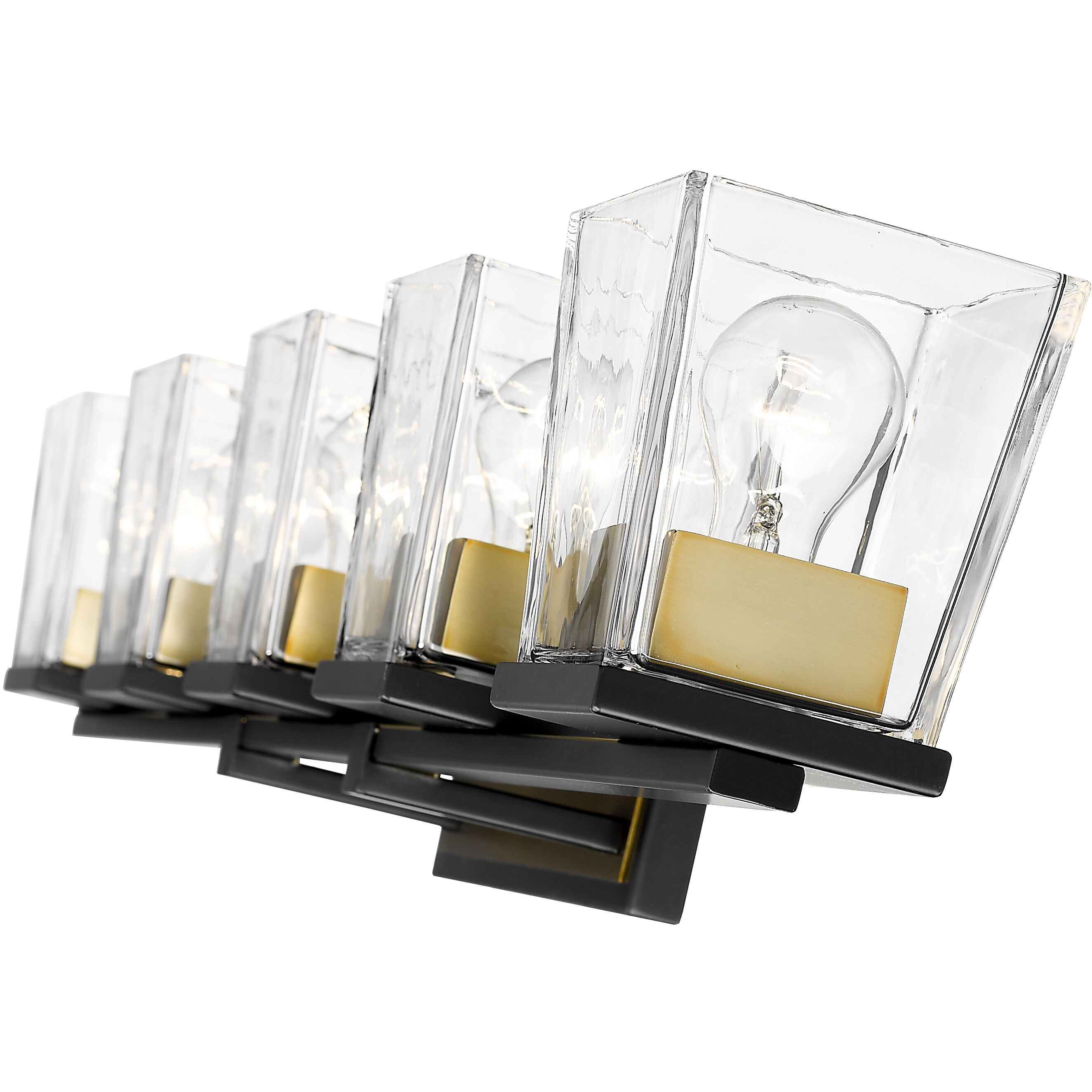 Bleeker Street 5 Light 42.5 inch Matte Black and Olde Brass Vanity Wall Light