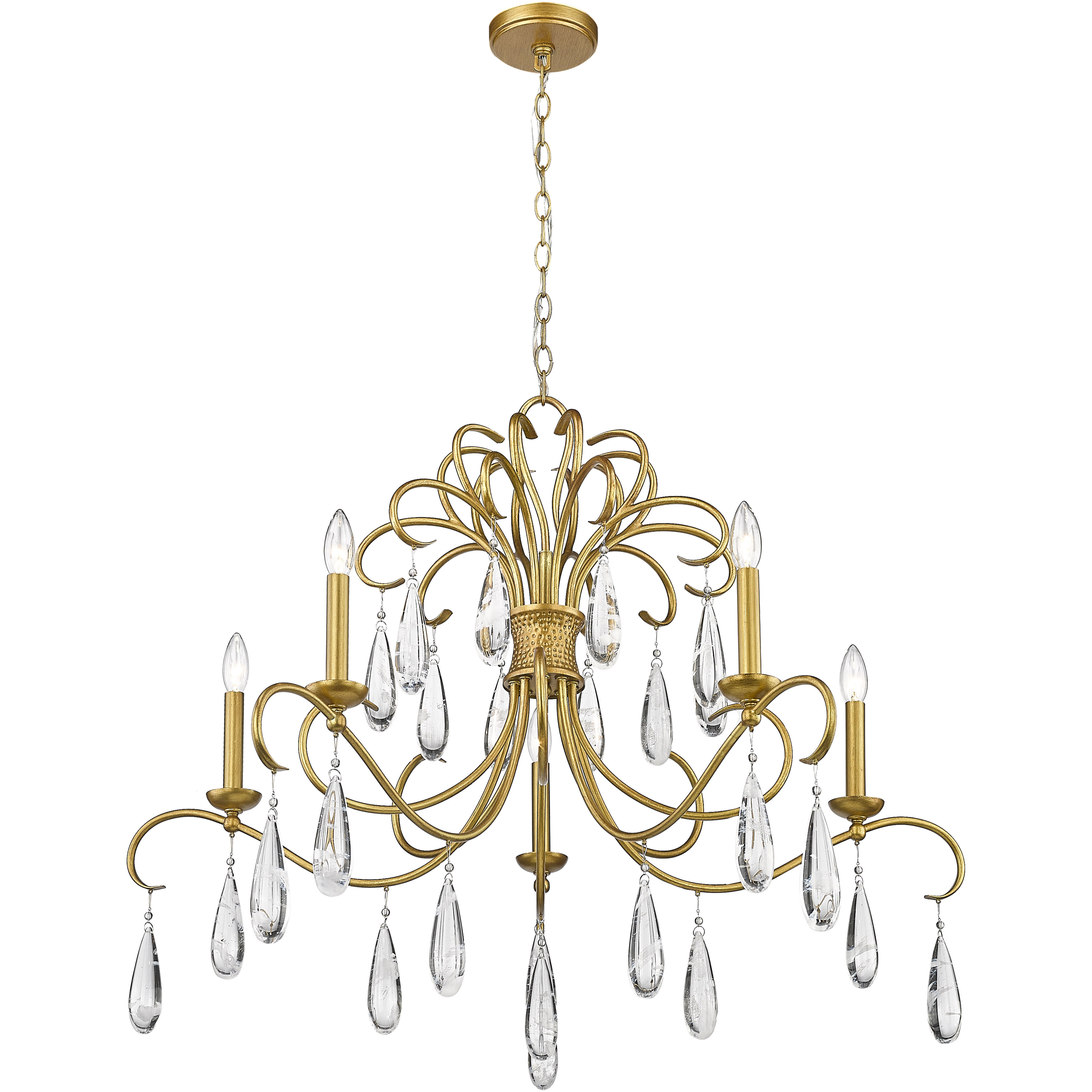 Amara 5 Light 38 inch Gilded Gold Chandelier Ceiling Light