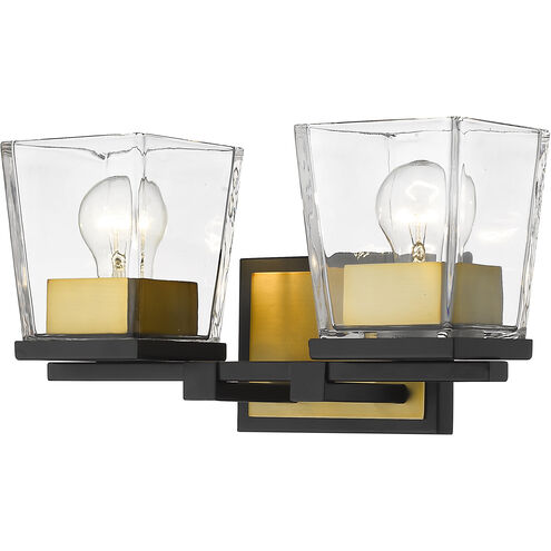 Bleeker Street 2 Light 14 inch Matte Black and Olde Brass Vanity Wall Light