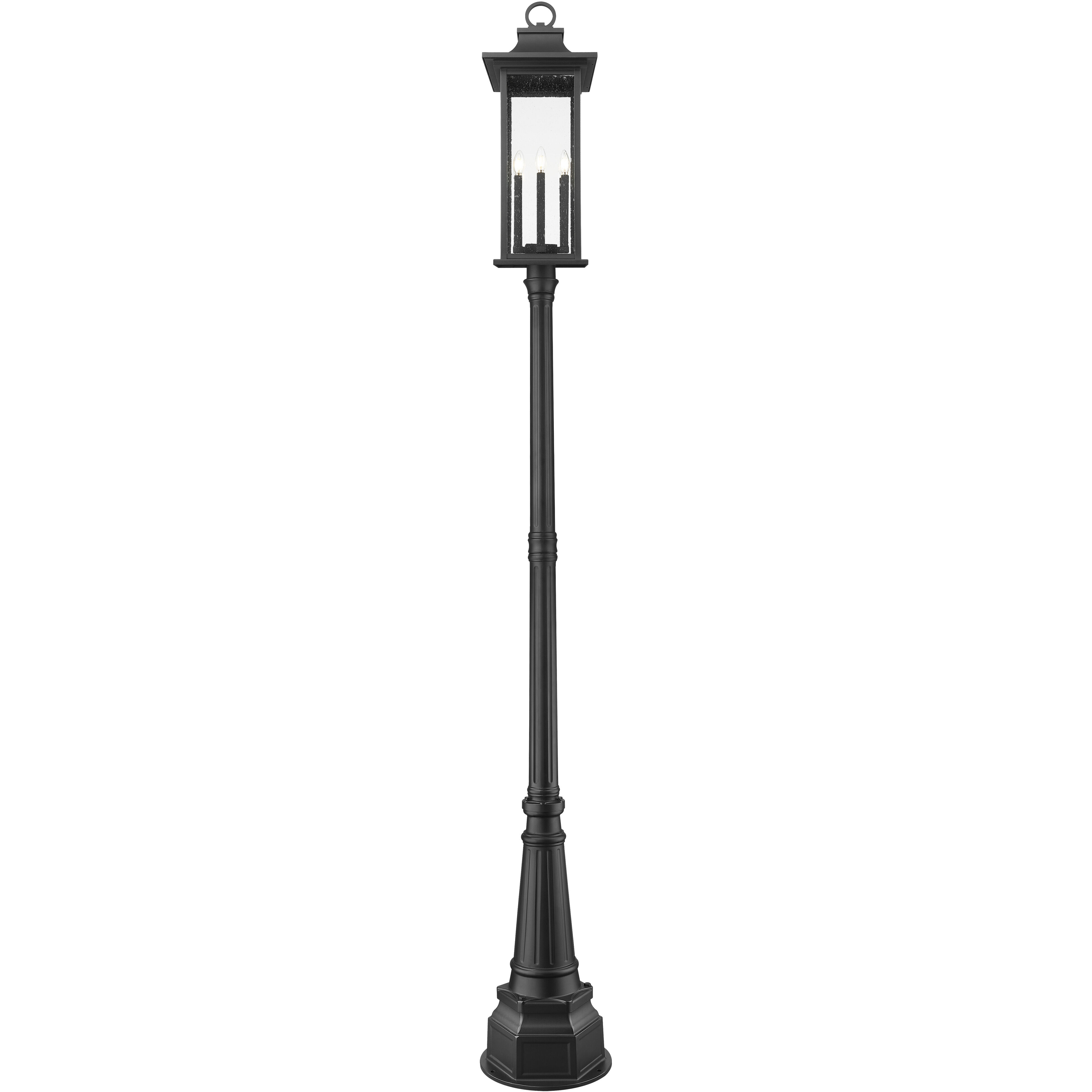 Tiberius 6 Light 116.75 inch Black Outdoor Post Mounted Fixture in Clear Seedy Glass