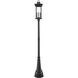 Tiberius 6 Light 116.75 inch Black Outdoor Post Mounted Fixture in Clear Seedy Glass