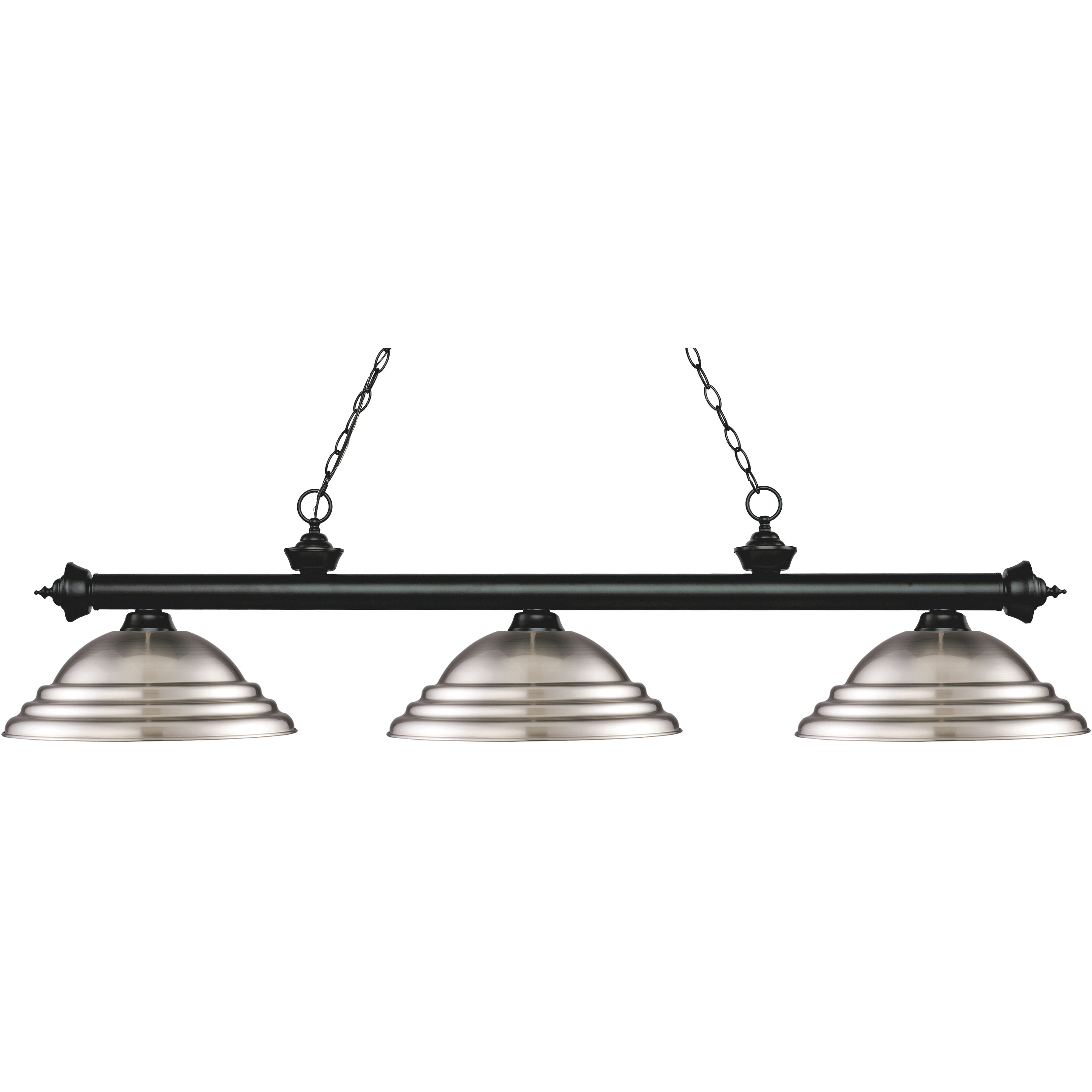 Riviera 3 Light 58.75 inch Matte Black Billiard Ceiling Light in Stepped Brushed Nickel, 12.95