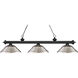 Riviera 3 Light 58.75 inch Matte Black Billiard Ceiling Light in Stepped Brushed Nickel, 12.95