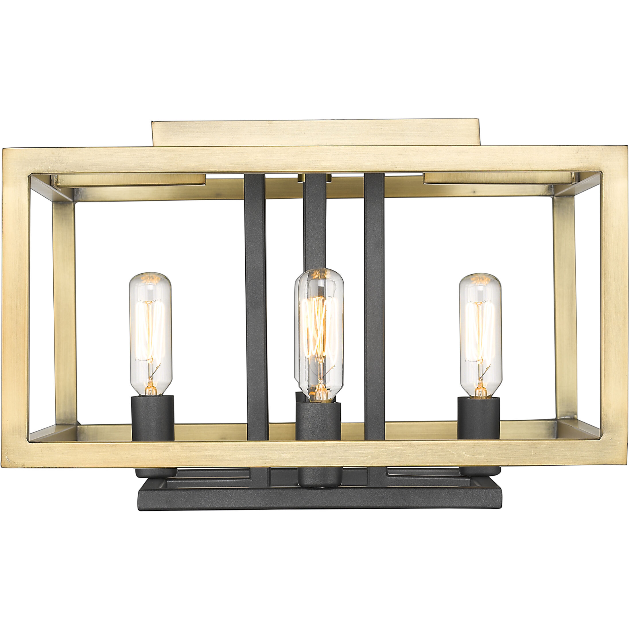 Quadra 4 Light 13 inch Olde Brass and Bronze Flush Mount Ceiling Light in 5.15