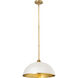 Landry 1 Light 20 inch Matte White and Rubbed Brass Pendant Ceiling Light