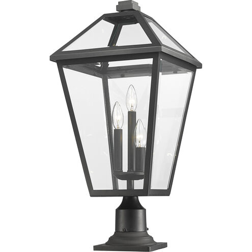 Talbot 3 Light 25.75 inch Black Outdoor Pier Mounted Fixture in Clear Beveled Glass