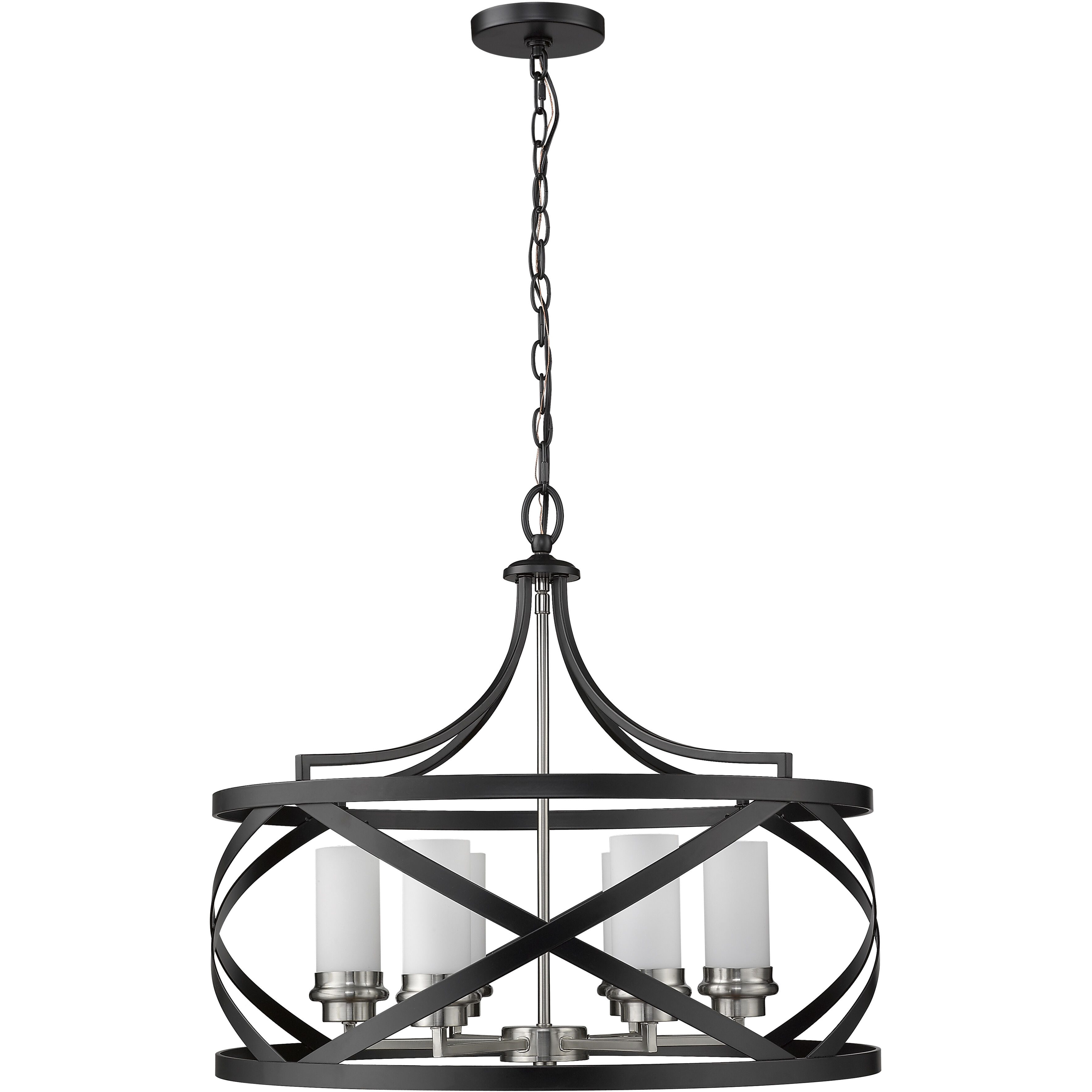 Malcalester 6 Light 24 inch Matte Black and Brushed Nickel Chandelier Ceiling Light