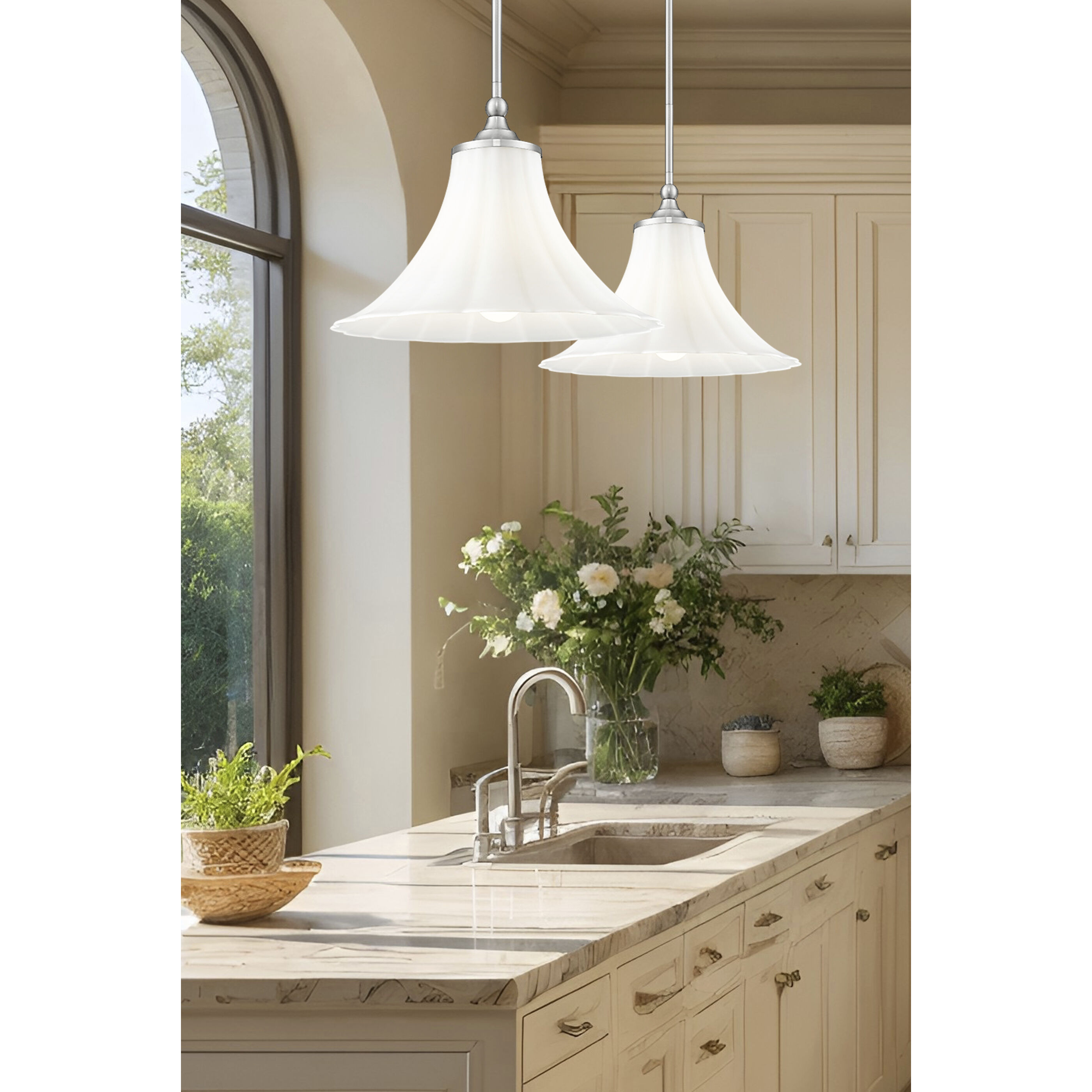 Fleur 1 Light 16 inch Brushed Nickel Pendant Ceiling Light