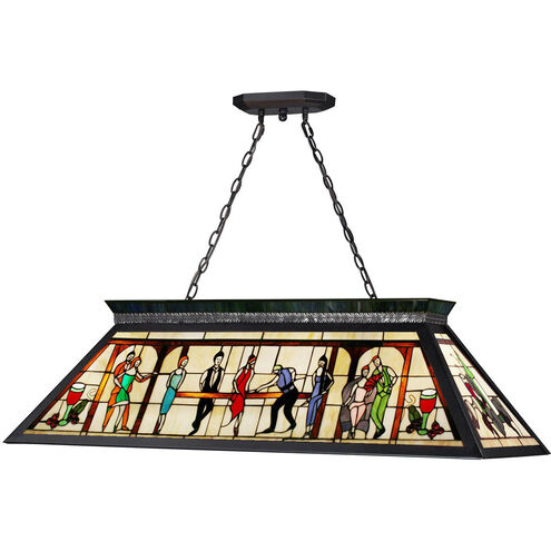 Tiffany Billiard 4 Light 43.75 inch Matte Black Billiard Ceiling Light