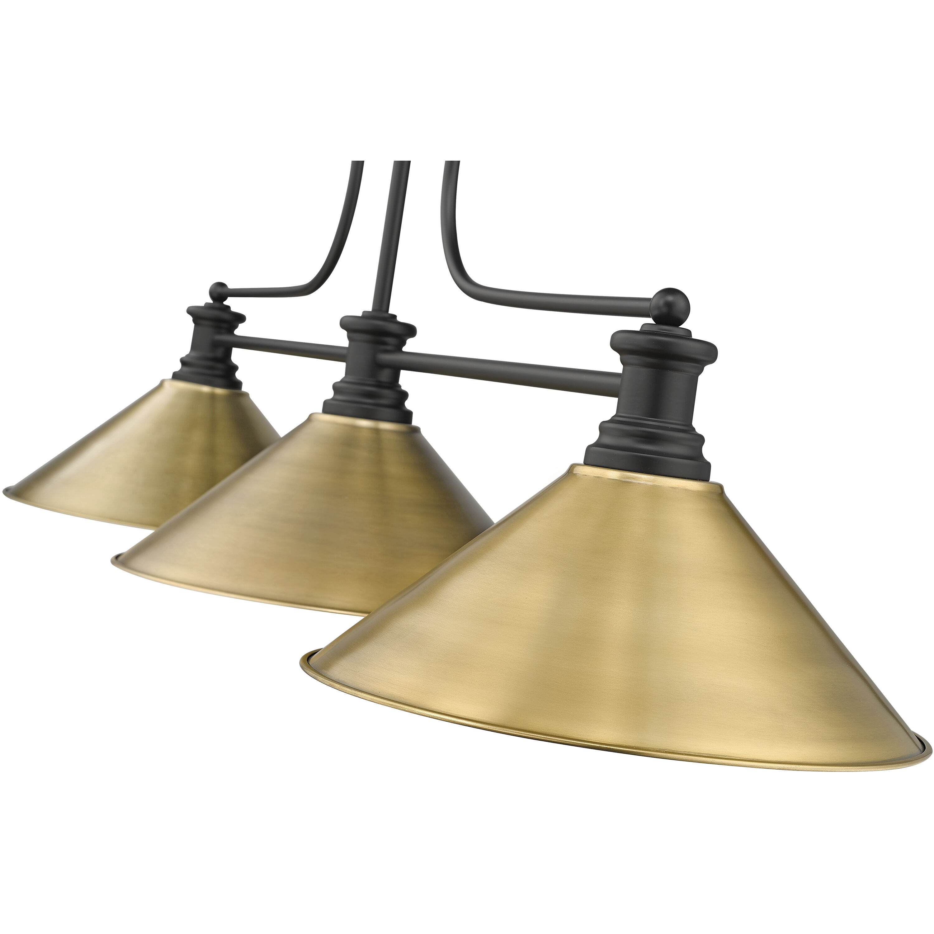 Melange 3 Light 52 inch Matte Black Billiard Ceiling Light in Matte Black and Rubbed Brass