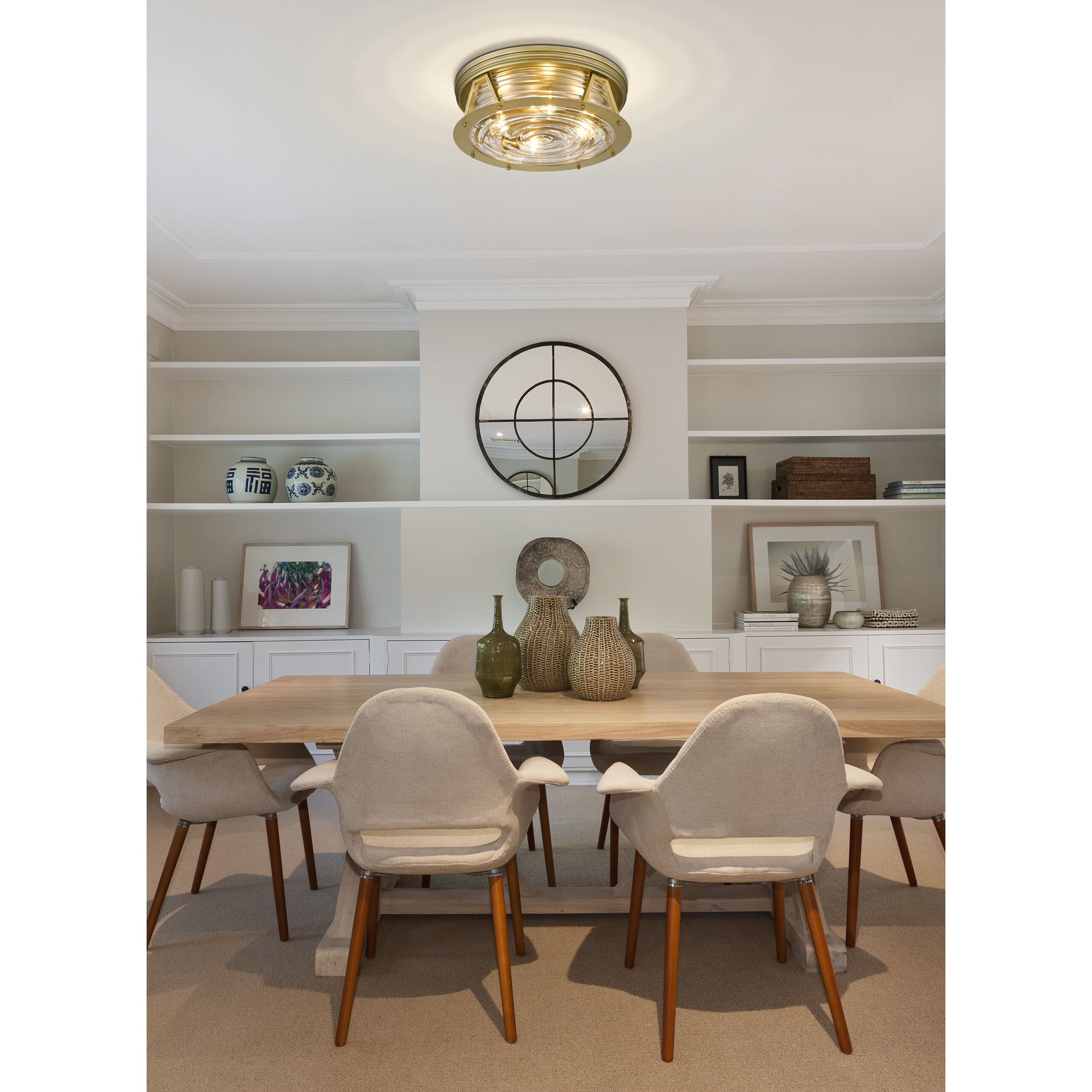 Cape Harbor 4 Light 20 inch Rubbed Brass Flush Mount Ceiling Light