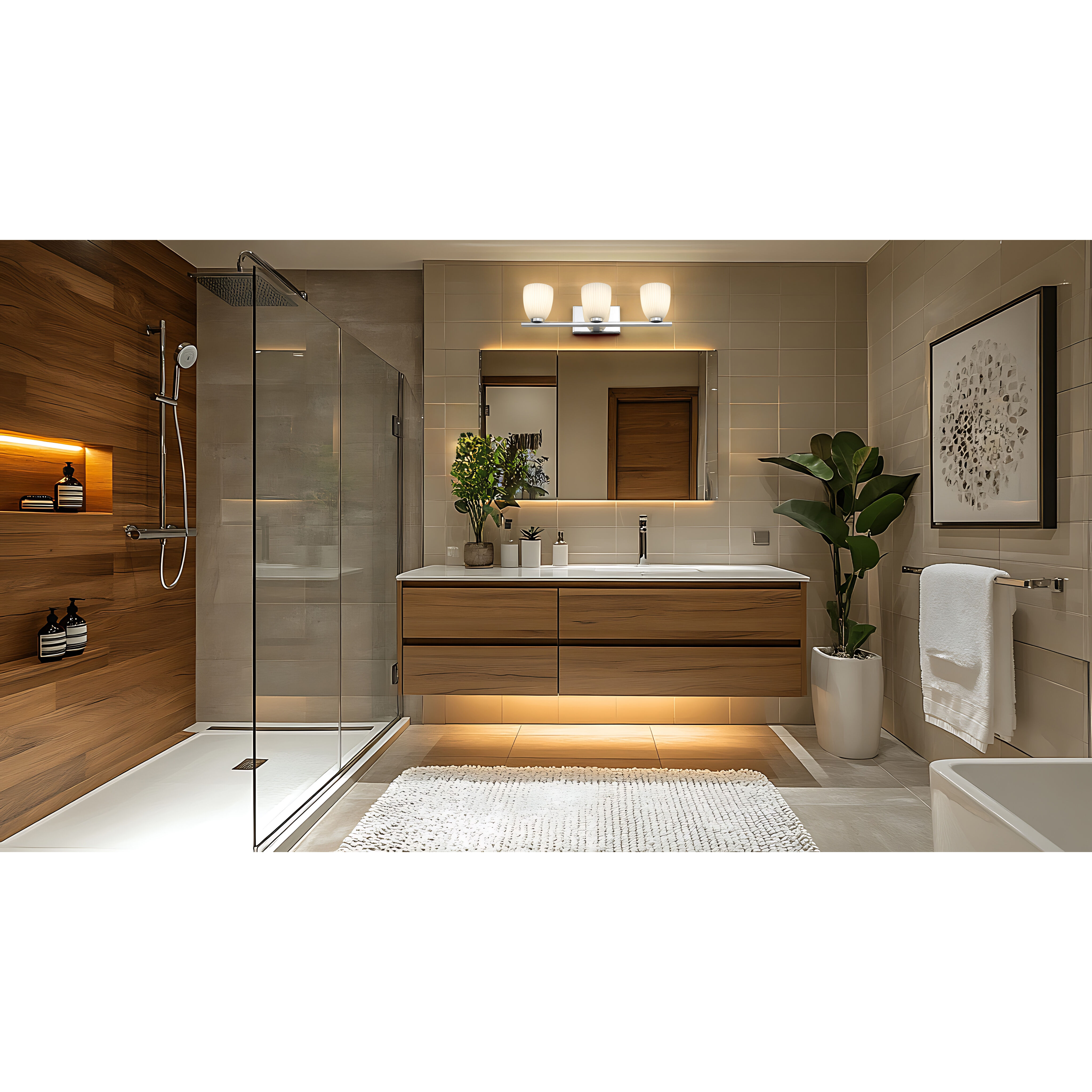 Naya 3 Light 24 inch Chrome Bath Vanity Light Wall Light