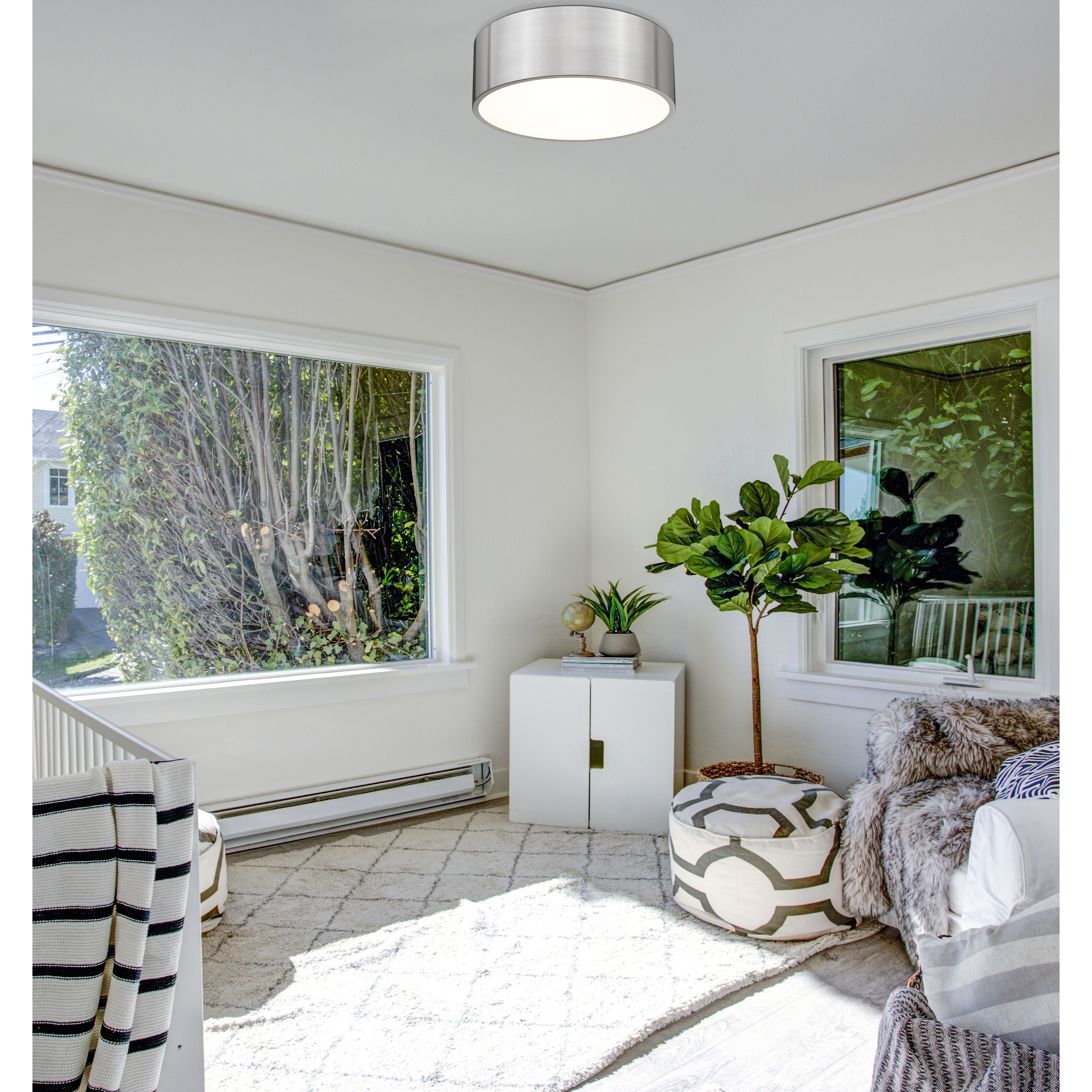 Harley 3 Light 16 inch Brushed Nickel Flush Mount Ceiling Light