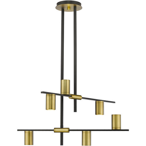 Calumet 6 Light 30 inch Matte Black and Olde Brass Chandelier Ceiling Light in Matte Black and Factory Bronze