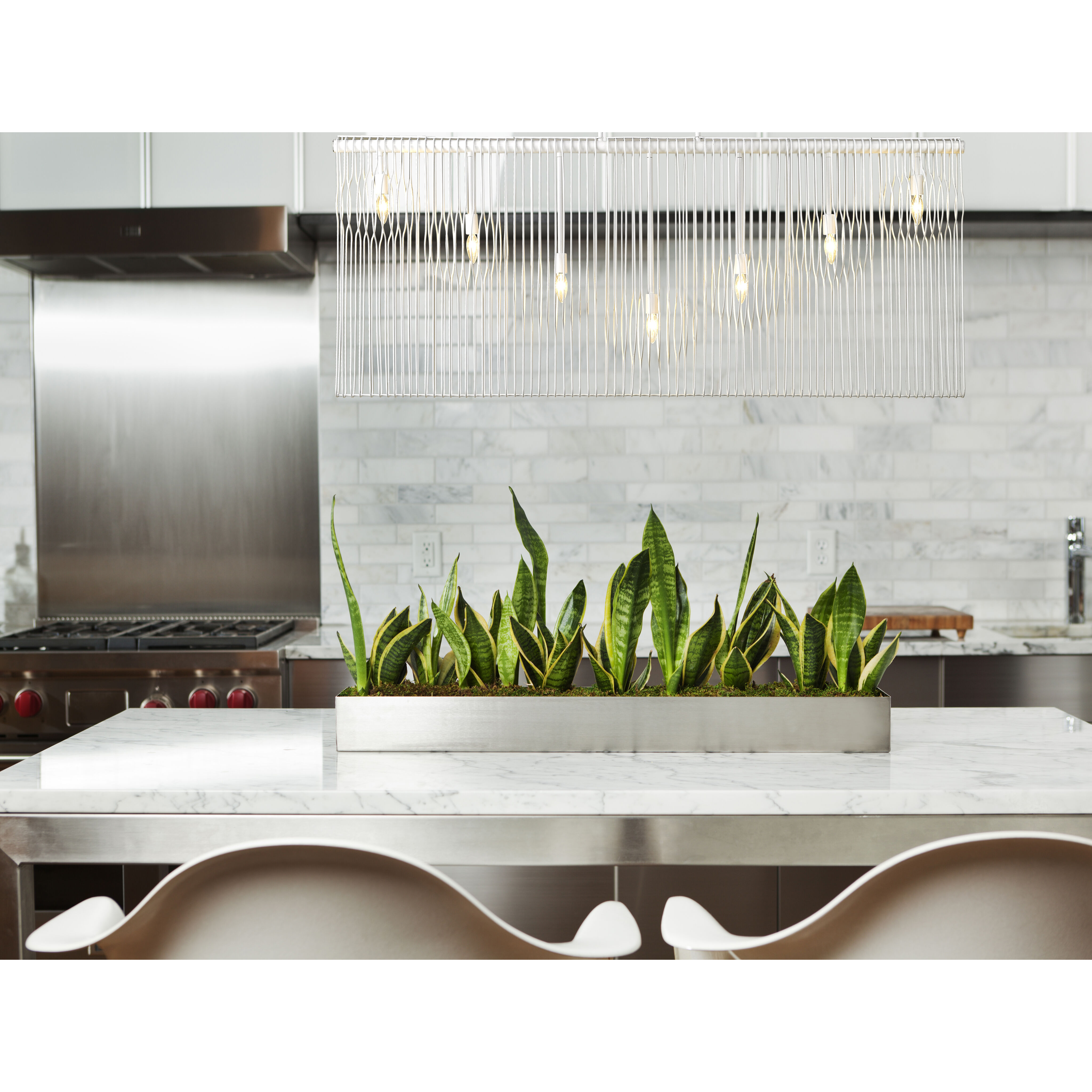 Contour 7 Light 62.75 inch White Linear Chandelier Ceiling Light