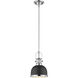 Melange 1 Light 8.25 inch Matte Black and Chrome Pendant Ceiling Light in Matte Black Metal and Glass